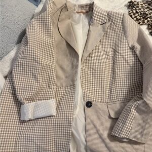 Willow Beige Checkered Blazer